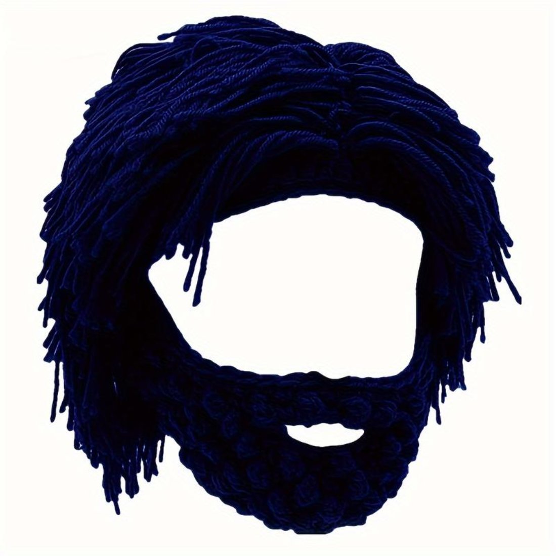 Punk Style Beanie with Attached Straight Hair Wig and Knitted Beard