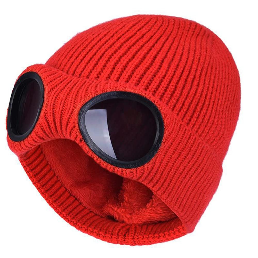 Unisex Goggle Knitted Beanie Hat