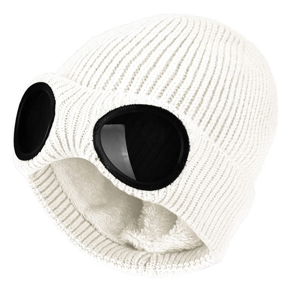 Unisex Goggle Knitted Beanie Hat