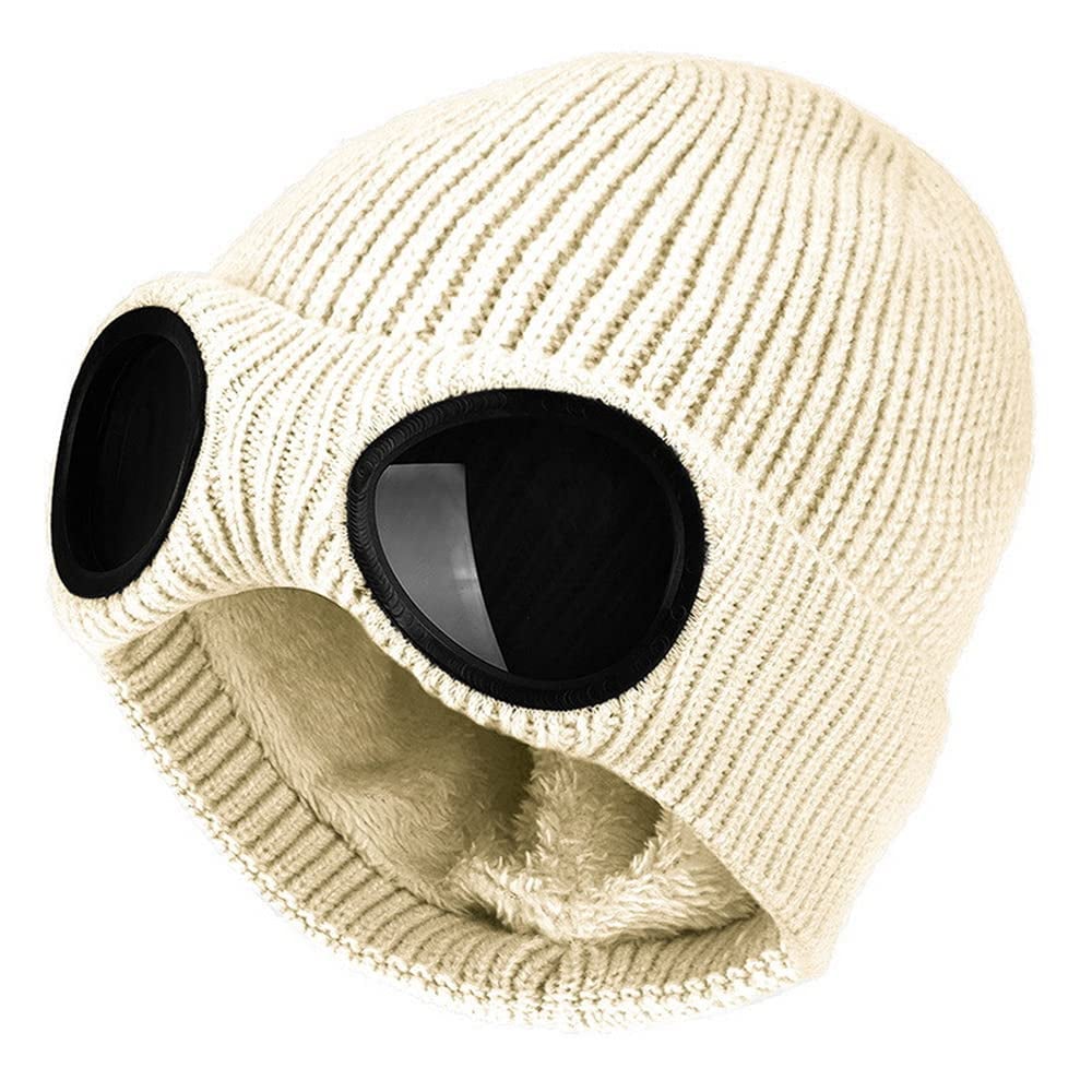 Unisex Goggle Knitted Beanie Hat