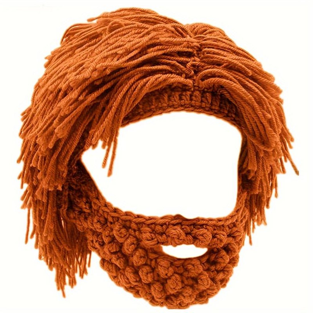 Punk Style Beanie with Attached Straight Hair Wig and Knitted Beard