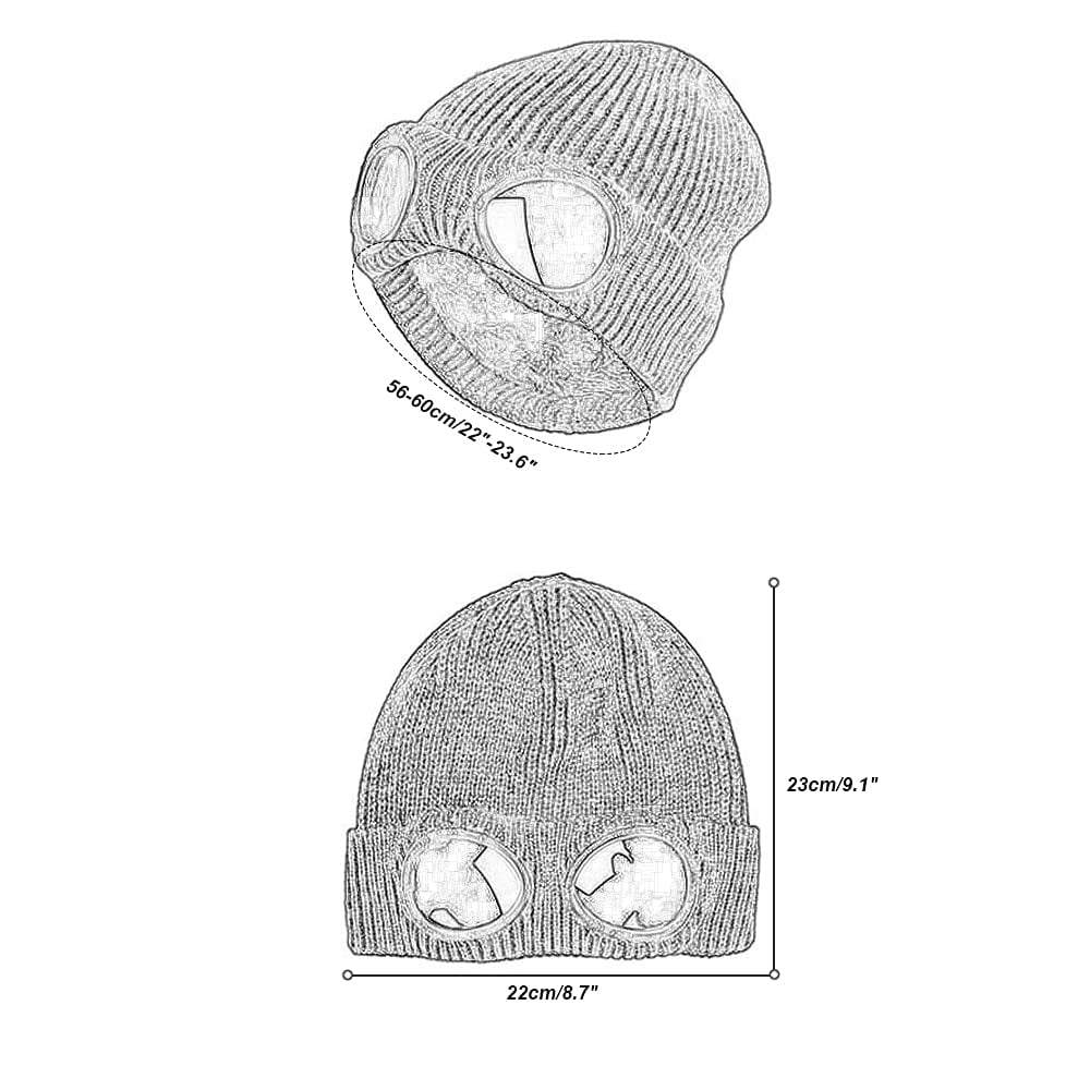 Unisex Goggle Knitted Beanie Hat