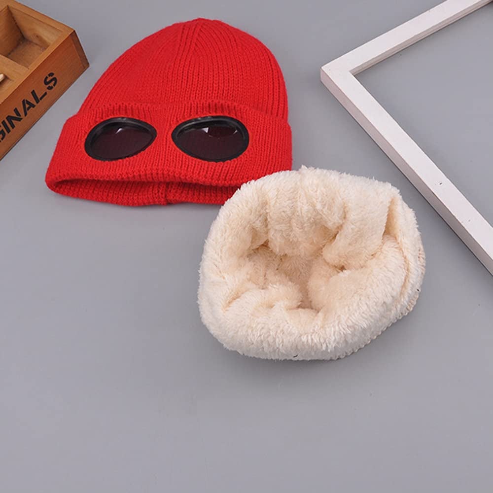 Unisex Goggle Knitted Beanie Hat