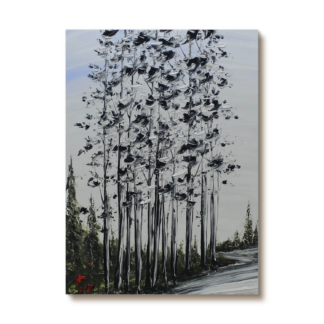 Path Through Woods - Large Modern Impasto Texture Decor Wall Art