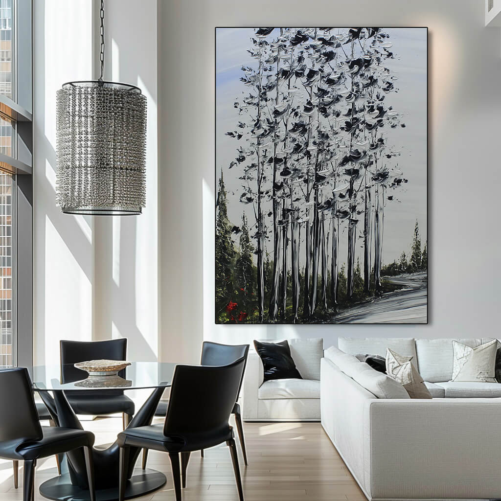 Path Through Woods - Large Modern Impasto Texture Decor Wall Art