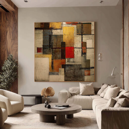 Spacetime Grid - Large Modern Geometric Abstract Wall Art